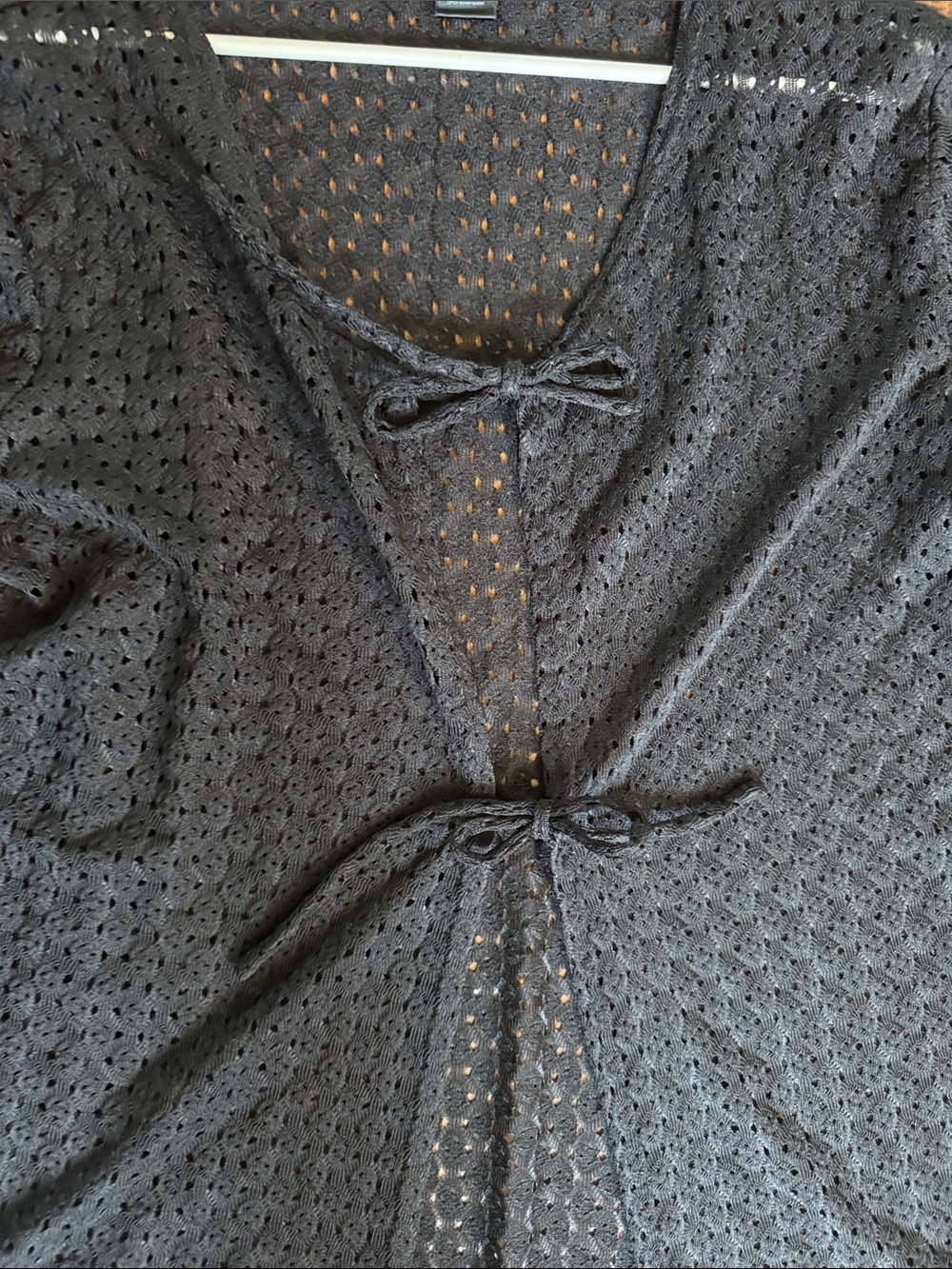 Anne Cole Black Eyelet Tie-Front Swimsuit coverup, size XXL - Picture 3 of 6